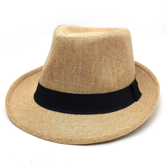 Fedora Hat - F6051 100% Linen Multi-Coloured OSFA Adjustable - Khaki