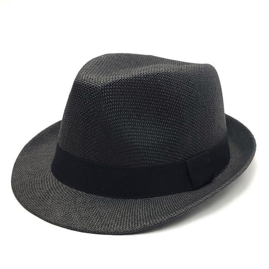 Fedora Hat - F2781 100% Straw Multi-Coloured OSFA Adjustable - Black