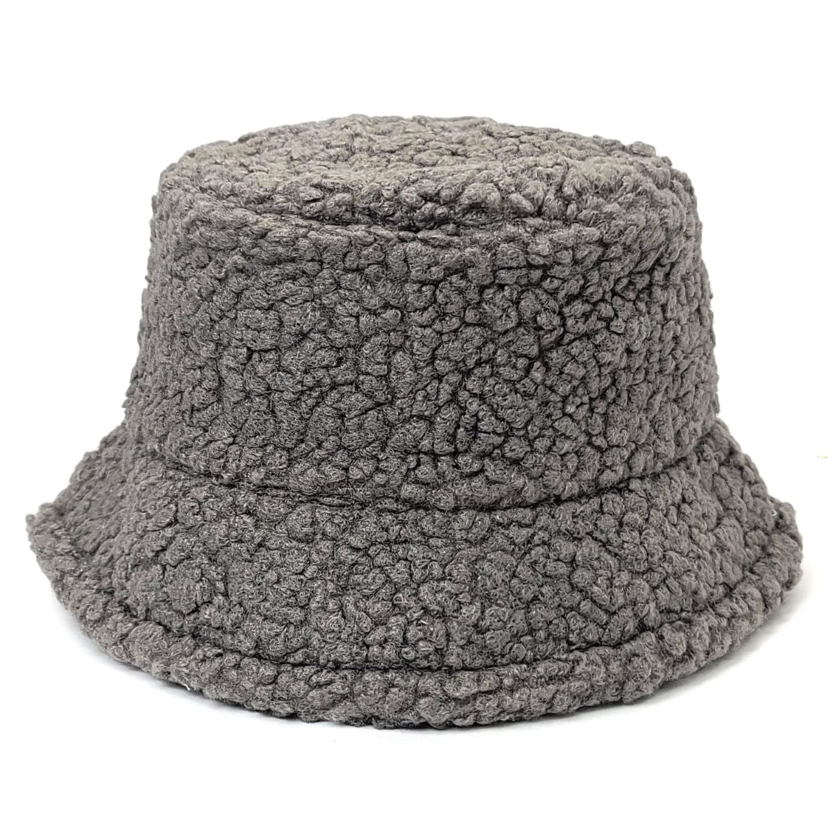 Sherpa Fleece Bucket Hat - Multi-Coloured - Grey / OSFA - Fashion Knit