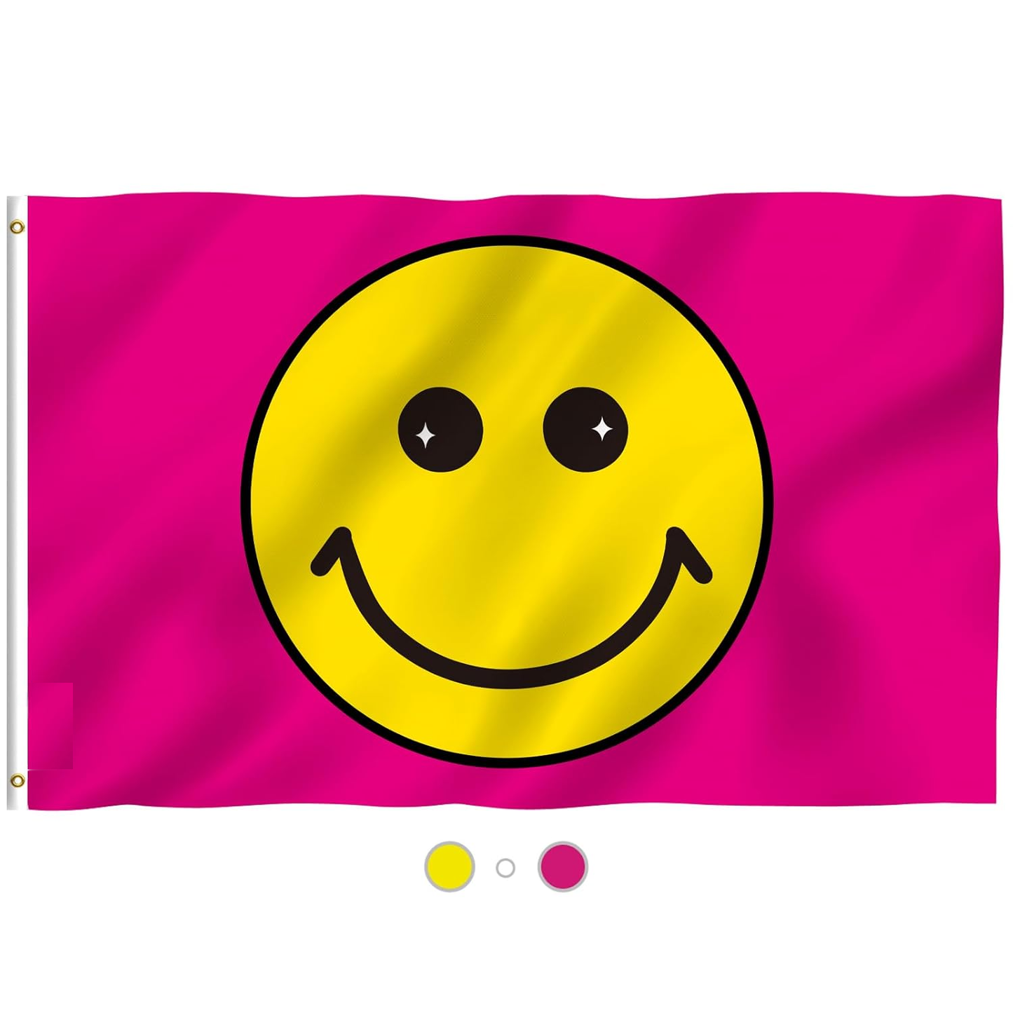 Foot Pink Happy Face Flag - Vivid Color and Fade Proof - 3x5