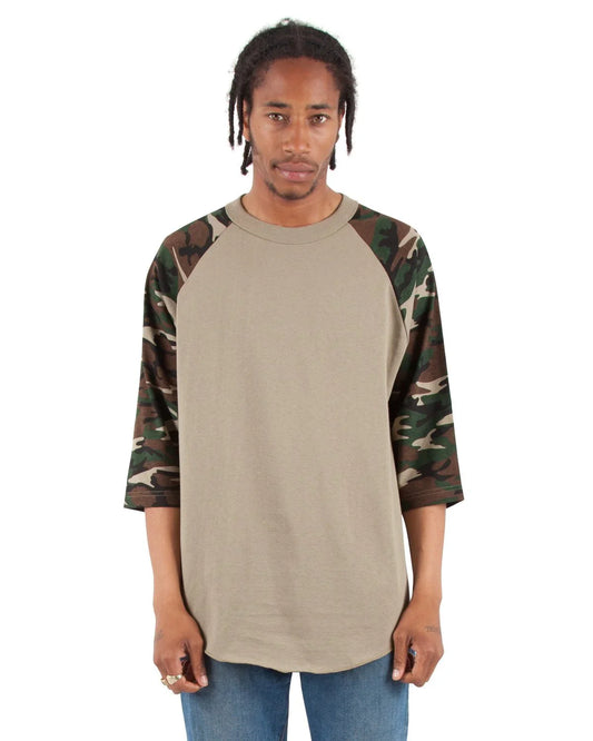 Raglan - 6 oz - Olive Camo Green / S - LONG SLEEVES