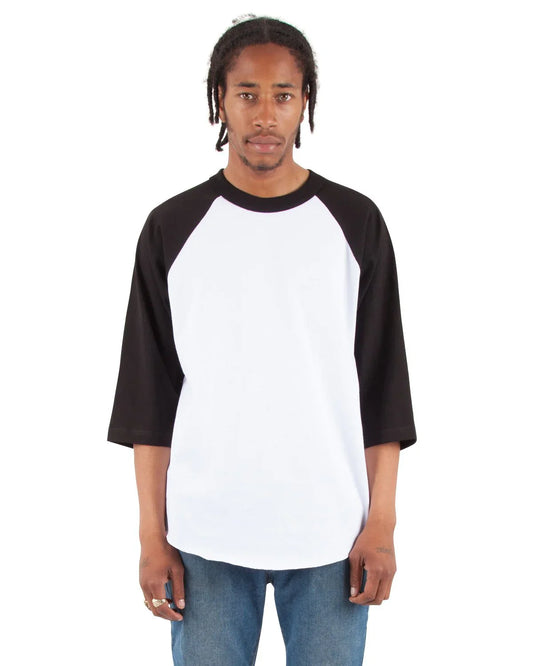 Raglan - 6 oz - White Black / S - LONG SLEEVES