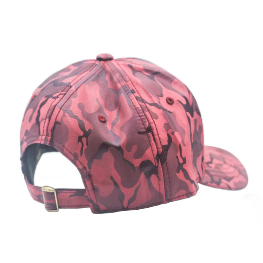 GN-1017 - Satin Camo Cap - Wine / One Size - CAPS