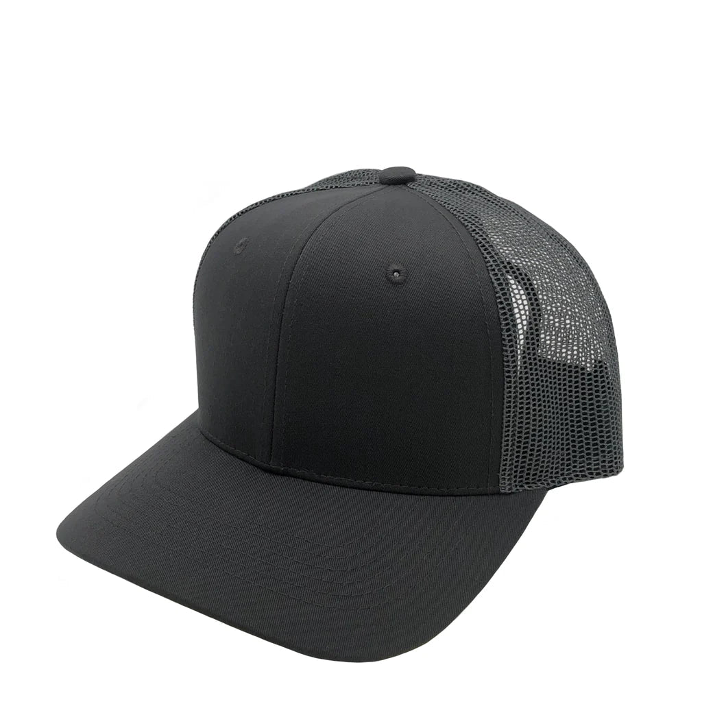 GNV-003M - Premium Pro Style 6 Panels Mesh Trucker Cap - Charcoal / One Size - CAPS