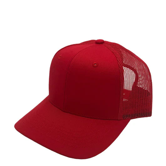 GNV-003M - Premium Pro Style 6 Panels Mesh Trucker Cap - Red / One Size - CAPS