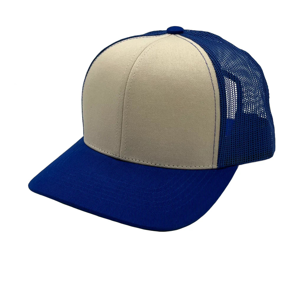 GNV-003M - Premium Pro Style 6 Panels Mesh Trucker Cap - Royal Stone / One Size - CAPS