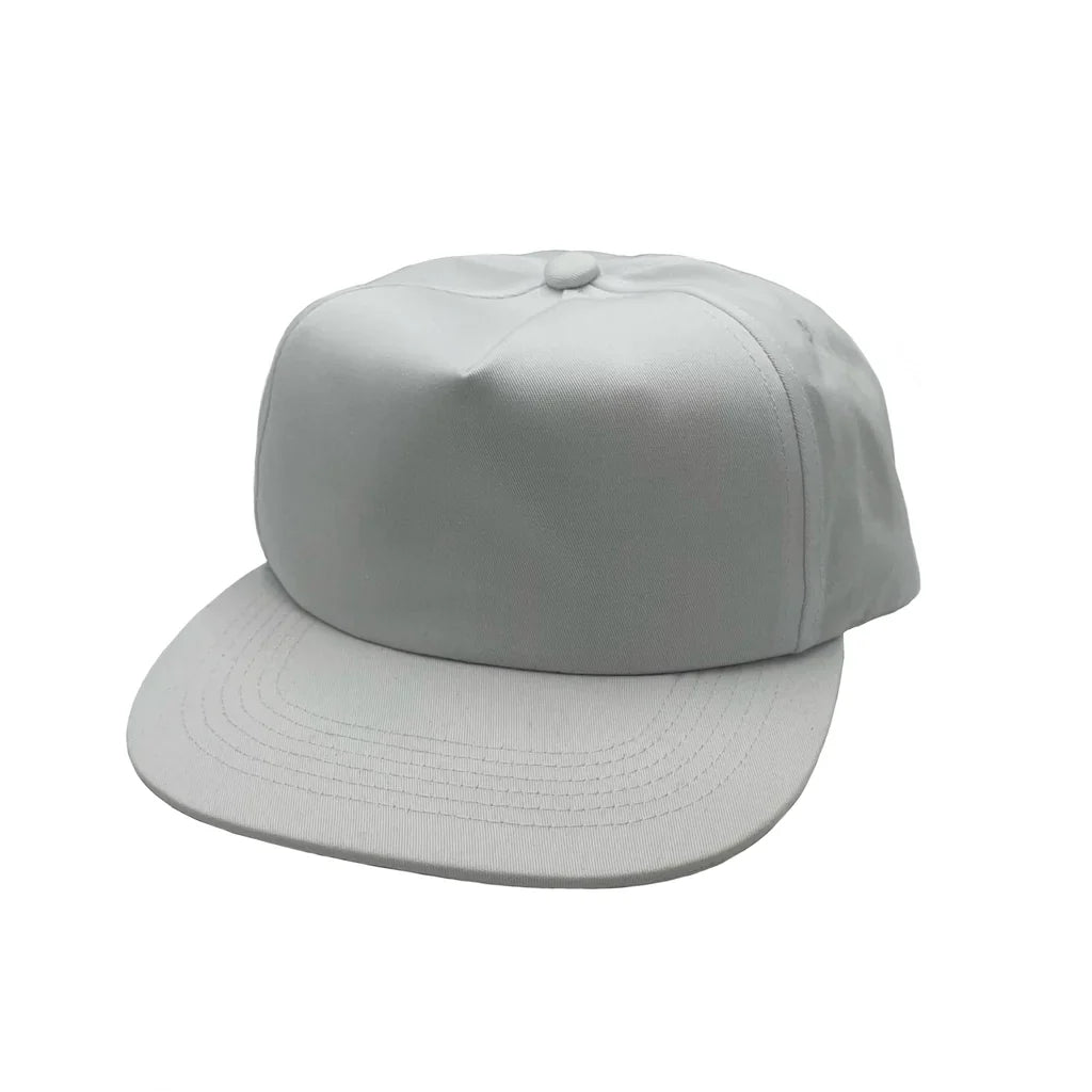 GNV-011 - CVC 5 Panels Unstructured Flat Bill Cap - White / One Size - CAPS
