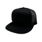 GNV-017M - 5 Panels Round Flat Bill Mesh Snapback Cap - Black / One Size - CAPS