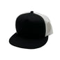 GNV-017M - 5 Panels Round Flat Bill Mesh Snapback Cap - Black White / One Size - CAPS