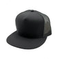 GNV-017M - 5 Panels Round Flat Bill Mesh Snapback Cap - Dark Grey / One Size - CAPS