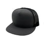 GNV-017M - 5 Panels Round Flat Bill Mesh Snapback Cap - Dark Grey Black / One Size - CAPS