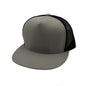 GNV-017M - 5 Panels Round Flat Bill Mesh Snapback Cap - Silver Black / One Size - CAPS