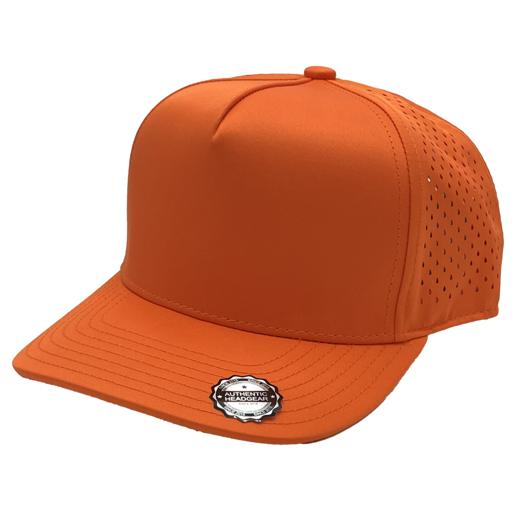 GNV-DT724 - 5 Panels Droplets Mesh Curved Bill - Orange / One Size - CAPS