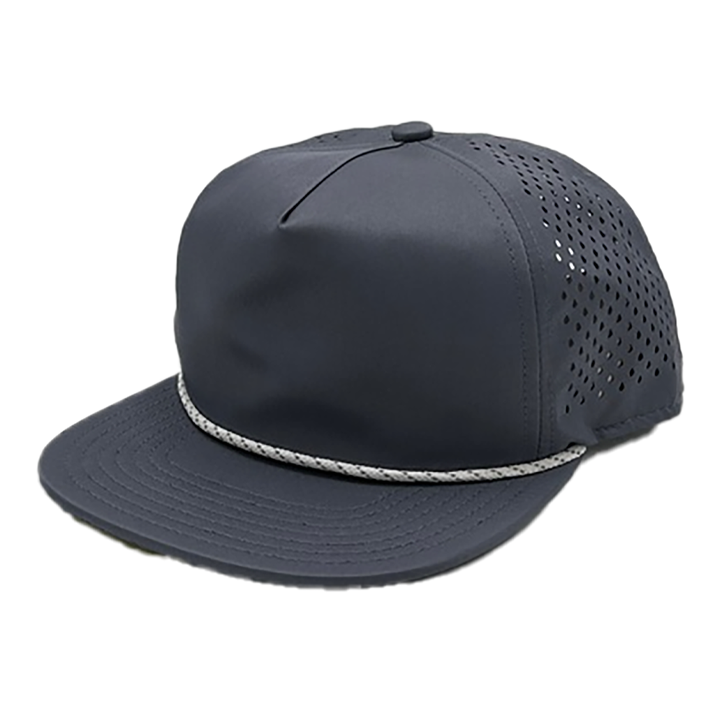 GNV-DT724FV - 5 Panels Droplets Mesh W/String Flat Bill - Dark Grey / One Size - CAPS