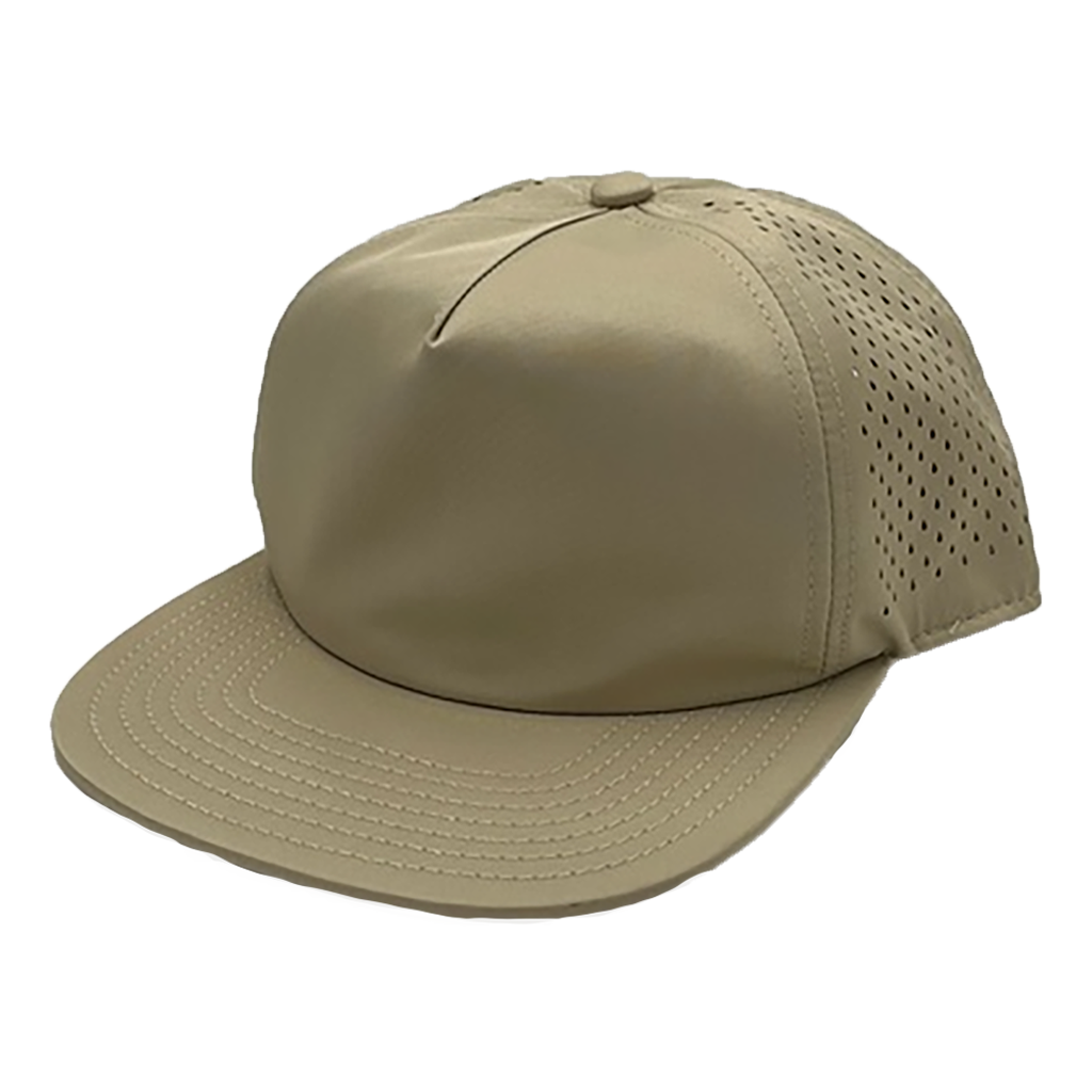 GNV-DT724FVN - 5 Panels Droplets Mesh Flat Bill - Khaki / One Size - CAPS