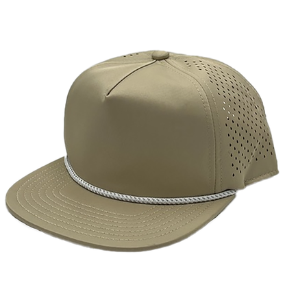 GNV-DT724FV - 5 Panels Droplets Mesh W/String Flat Bill - Khaki / One Size - CAPS