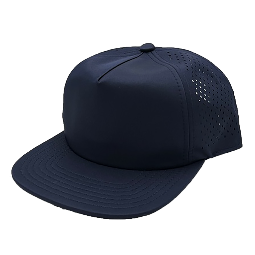 GNV-DT724FVN - 5 Panels Droplets Mesh Flat Bill - Navy / One Size - CAPS
