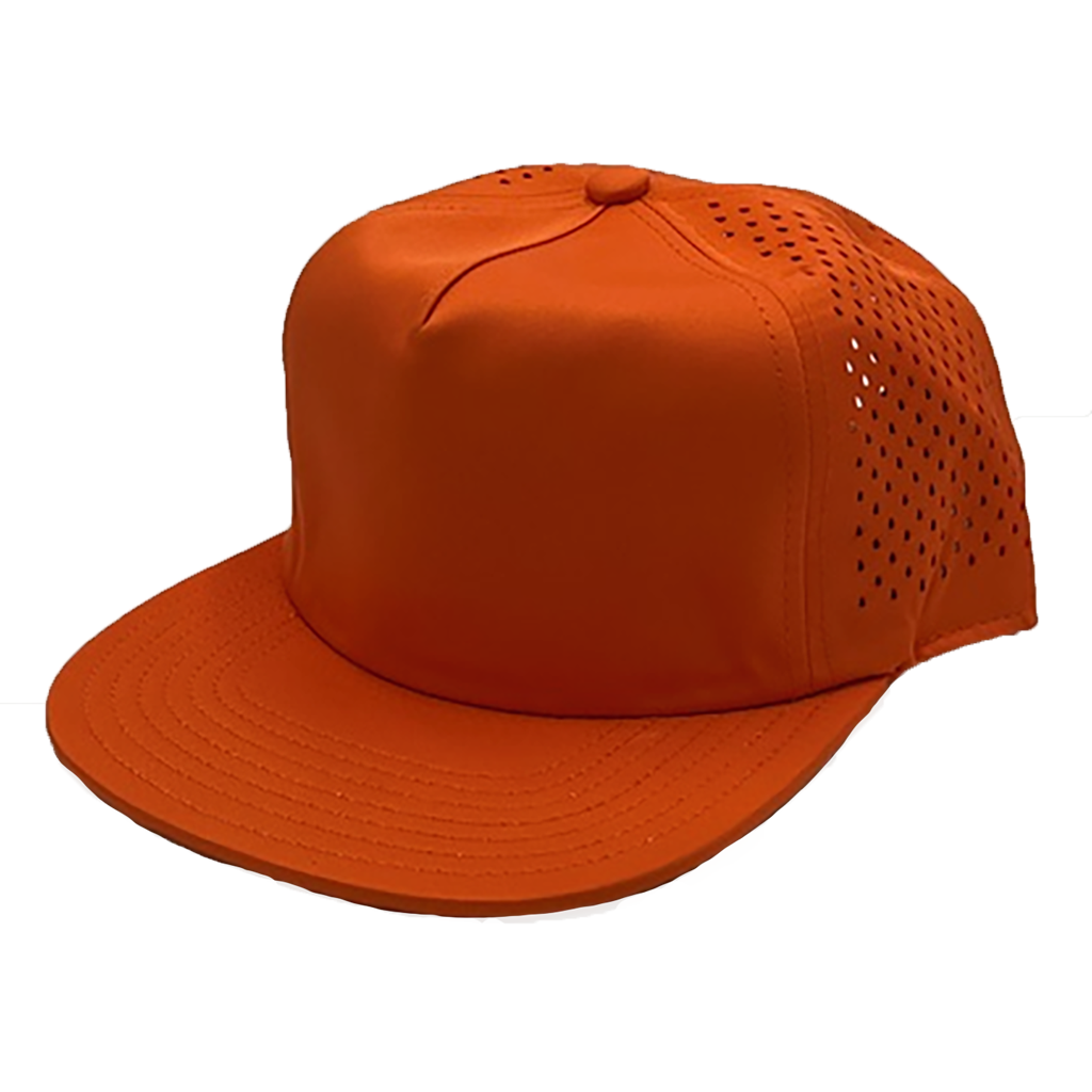 GNV-DT724FVN - 5 Panels Droplets Mesh Flat Bill - Orange / One Size - CAPS