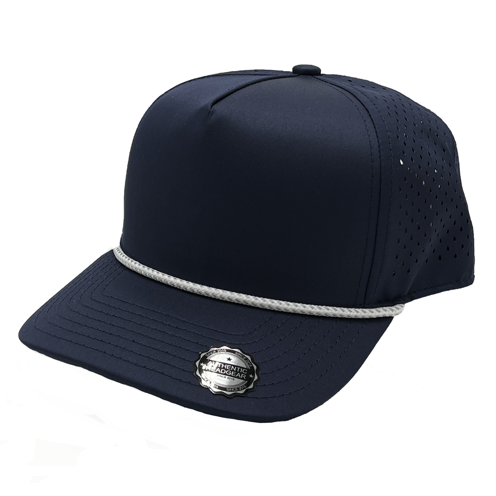 GNV-DT724P - 5 Panels Droplets W/String Curved Bill - Navy / One Size - CAPS