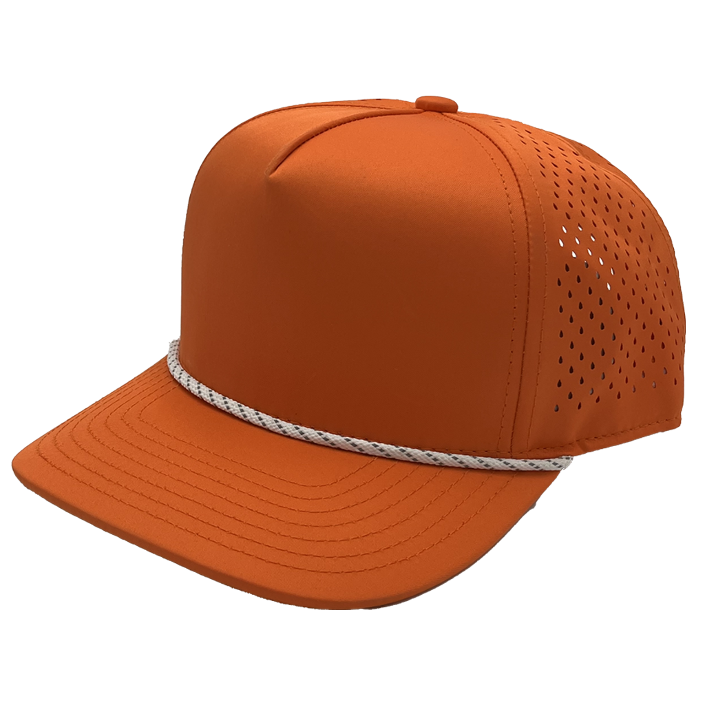 GNV-DT724P - 5 Panels Droplets W/String Curved Bill - Orange / One Size - CAPS