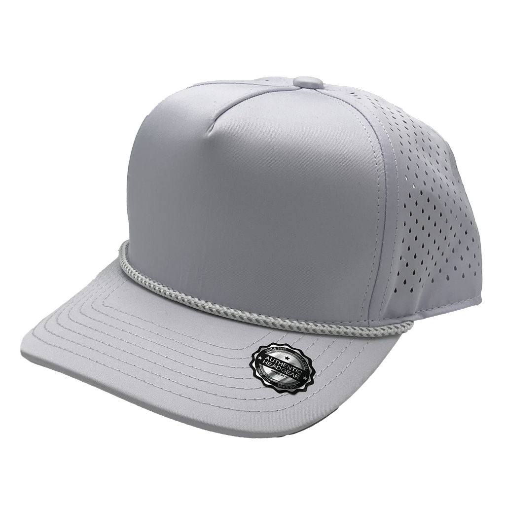 GNV-DT724P - 5 Panels Droplets W/String Curved Bill - White / One Size - CAPS
