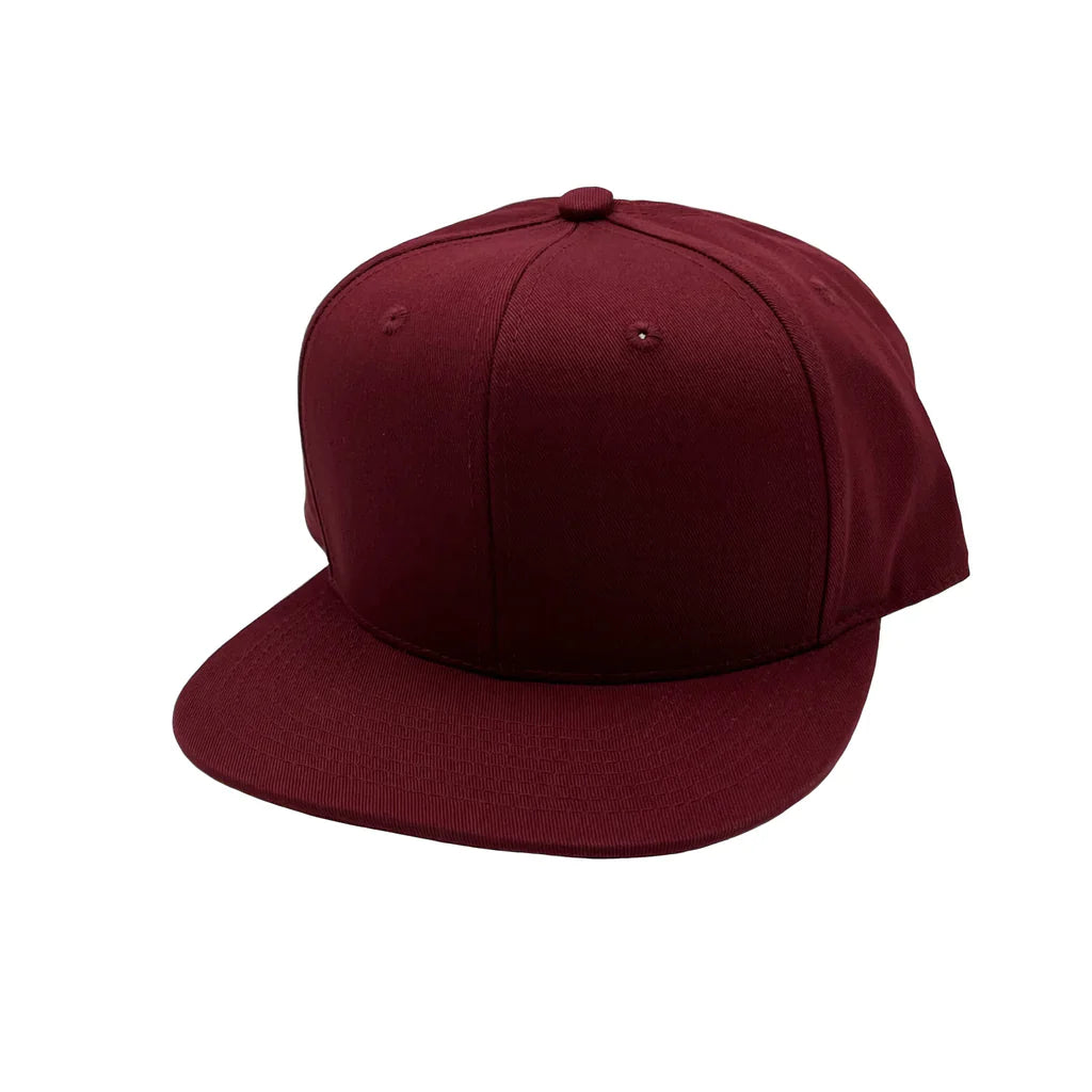 GNV-OTS001 - 6 Panels Flat Bill Snapback - Burgundy / One Size - CAPS