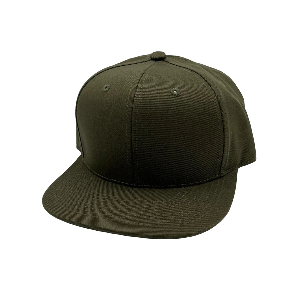 GNV-OTS001 - 6 Panels Flat Bill Snapback - Olive / One Size - CAPS