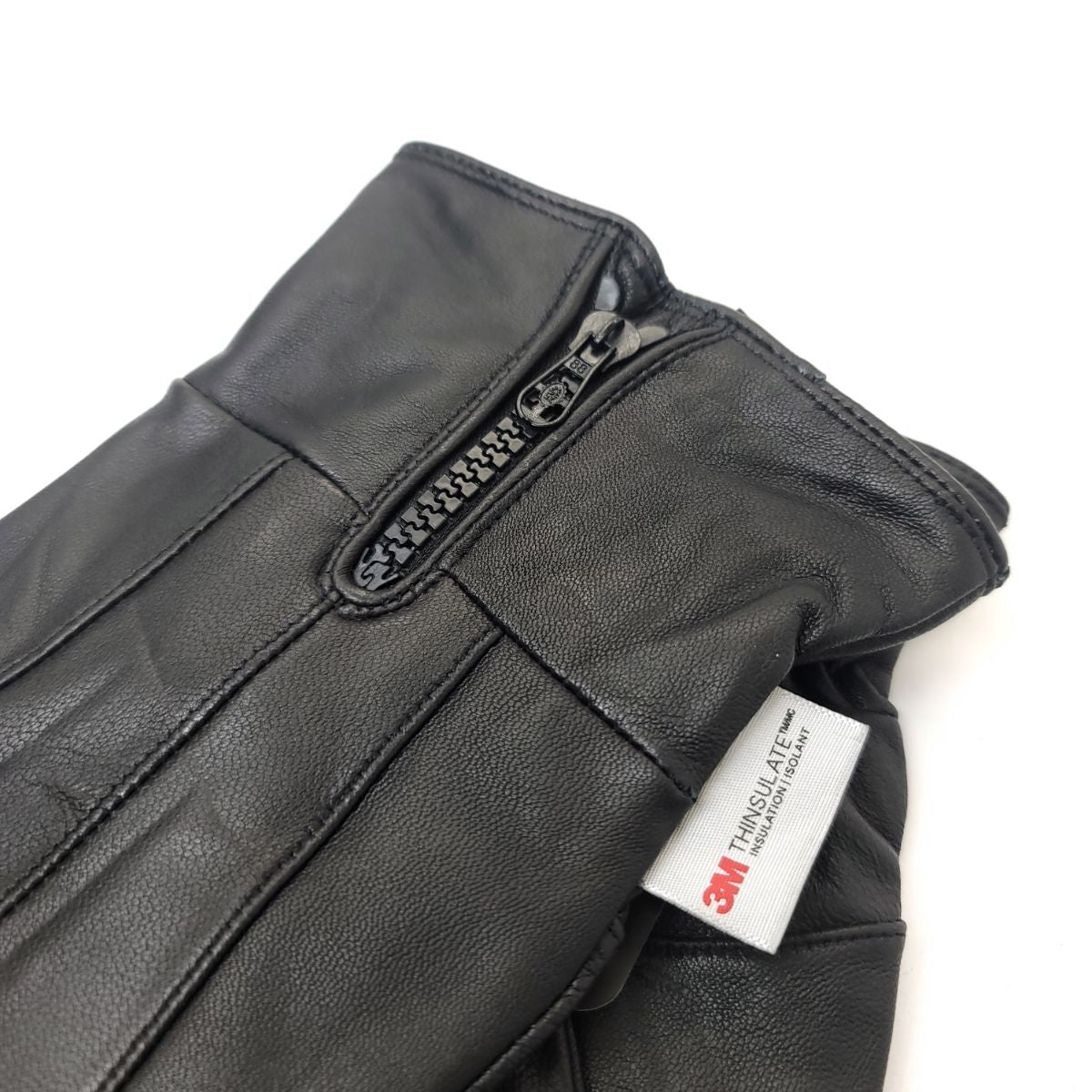 Men’s Leather Gloves with Zipper - GL2371 Genuine 4 Sizes