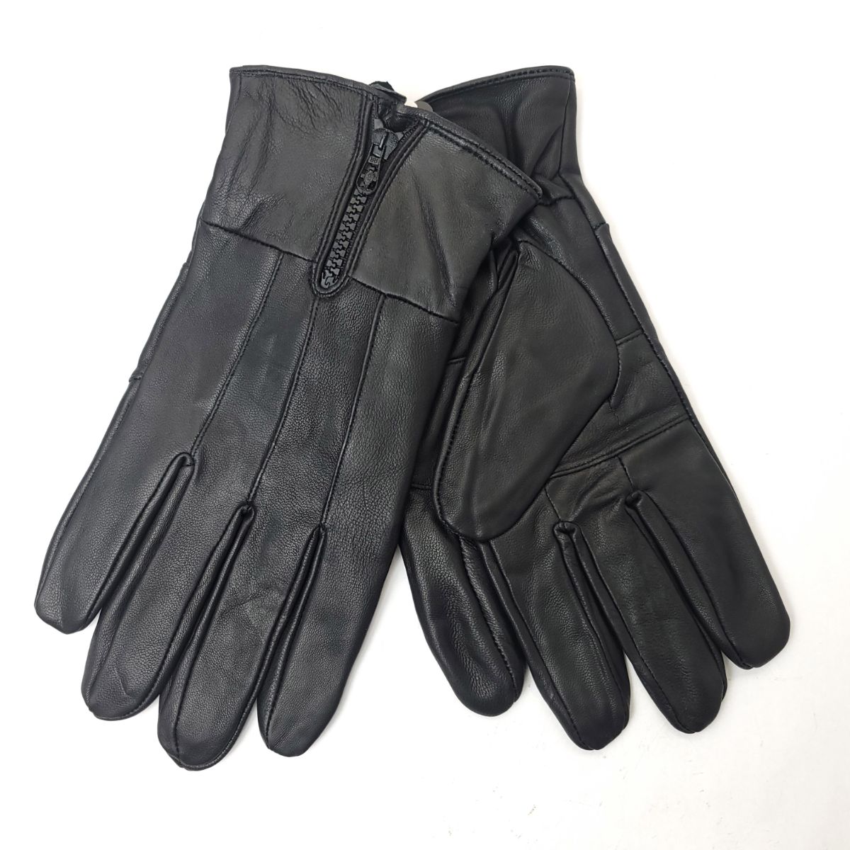 Men’s Leather Gloves with Zipper - GL2371 Genuine 4 Sizes