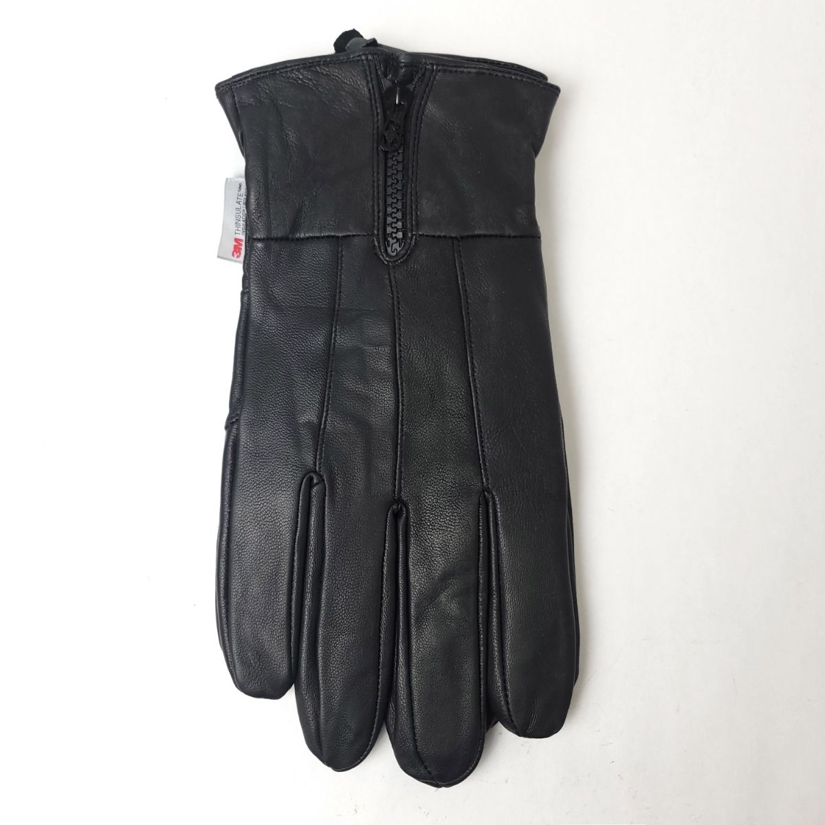 Men’s Leather Gloves with Zipper - GL2371 Genuine 4 Sizes