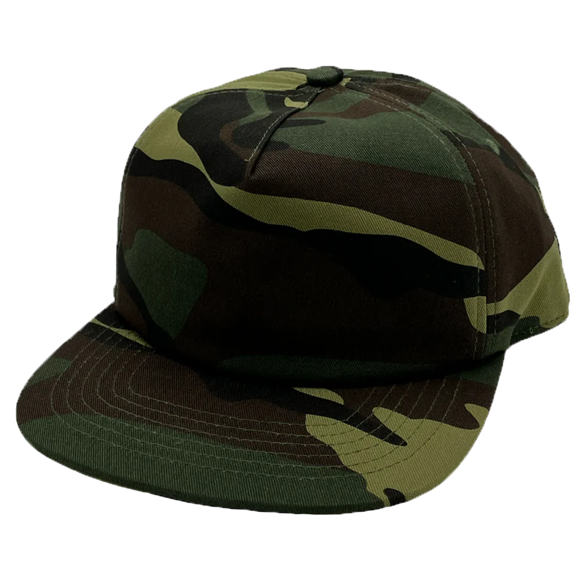 GNV-1040SB - 5 Panels Mid Profile Flat Bill - Green Camo / One Size - CAPS