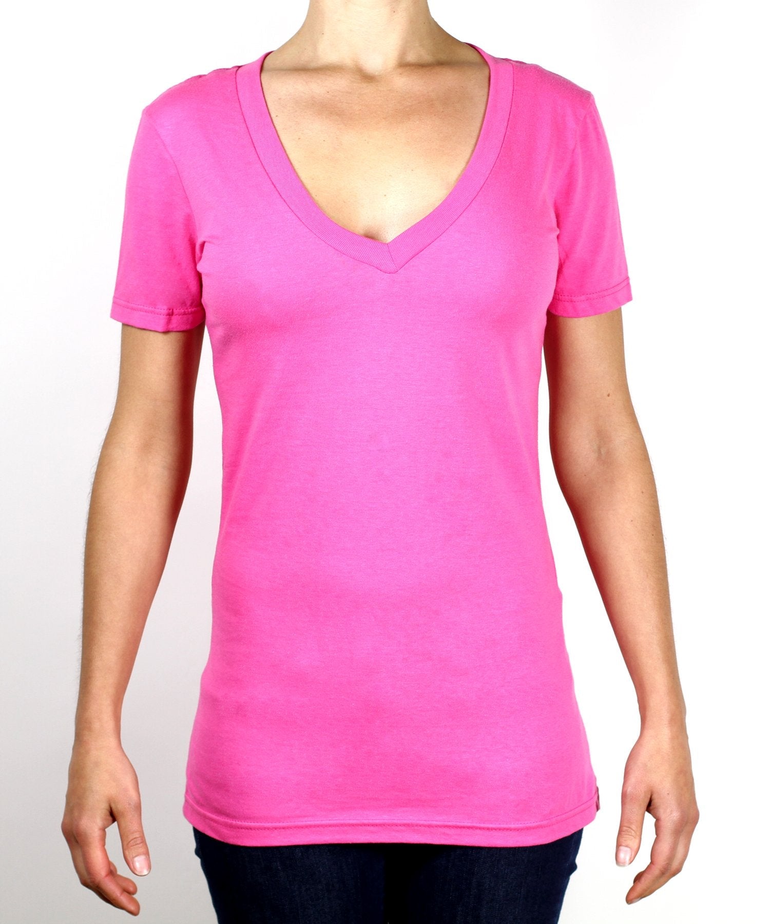 47272 - Women’s V Neck Tee - Hot Pink / S - CLOSE