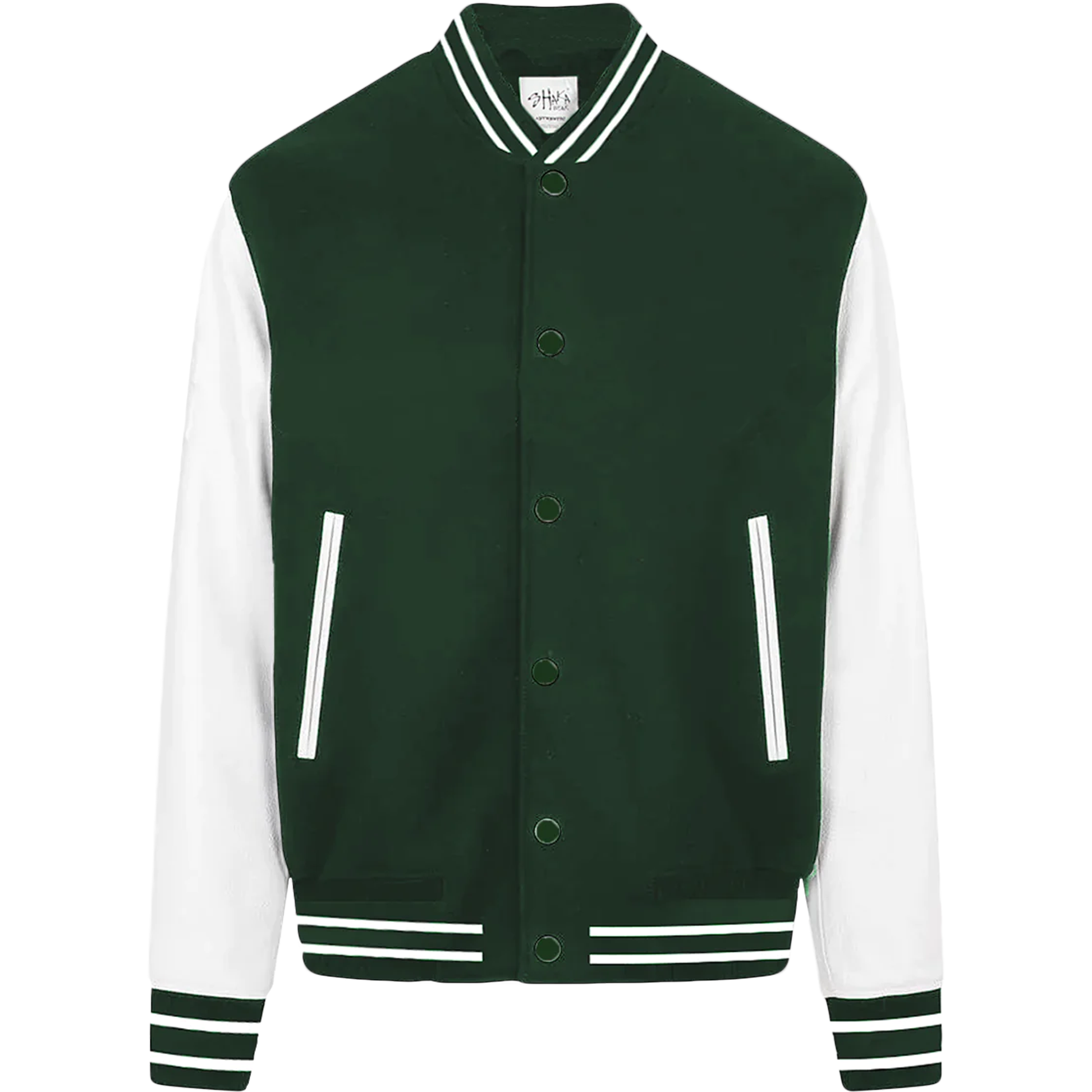 Leather Letterman Jacket - Hunter Green White / S - COATS & JACKETS