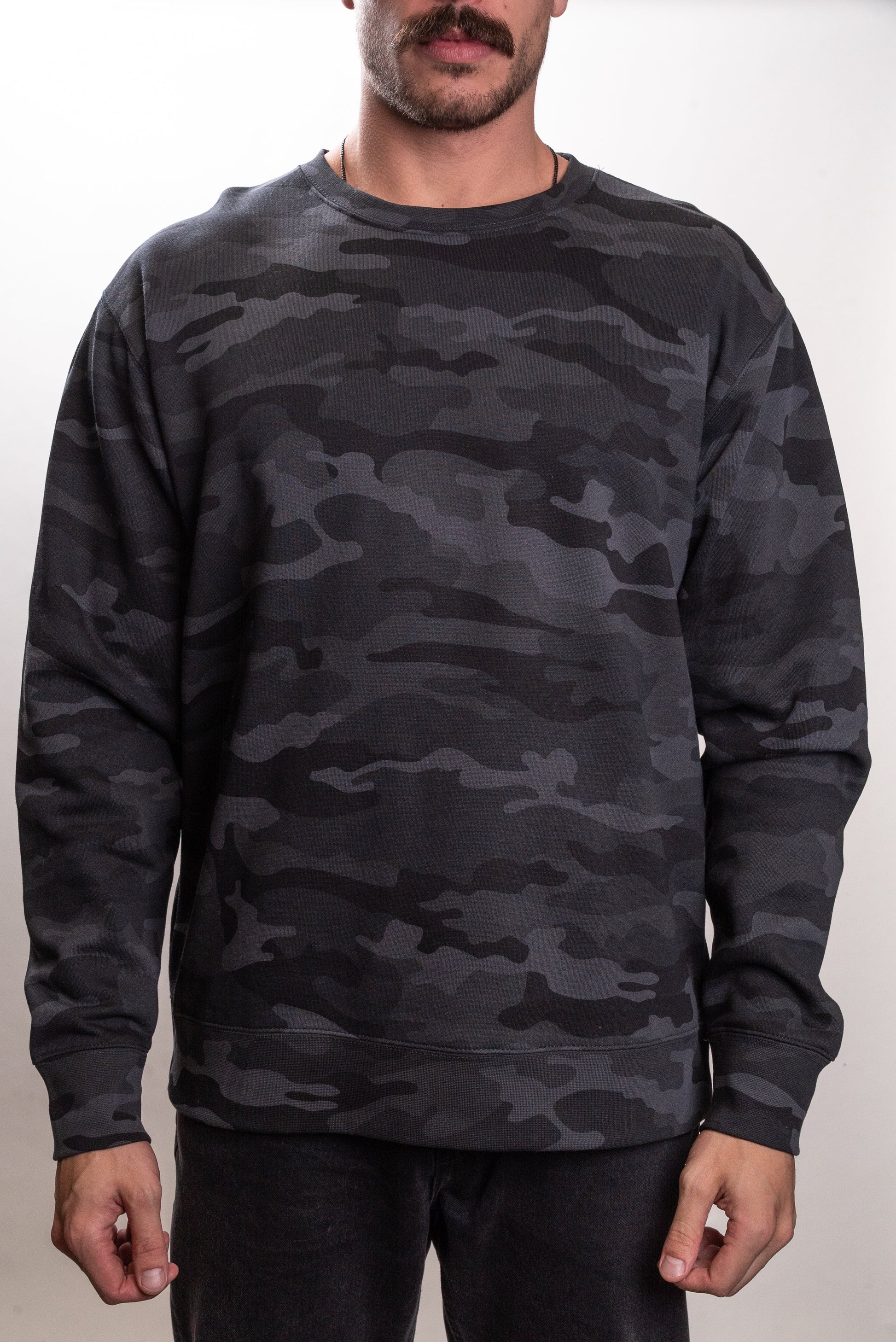 IND3000 - Men’s Heavyweight Crew Neck - Black Camo / XS - CREWNECKS