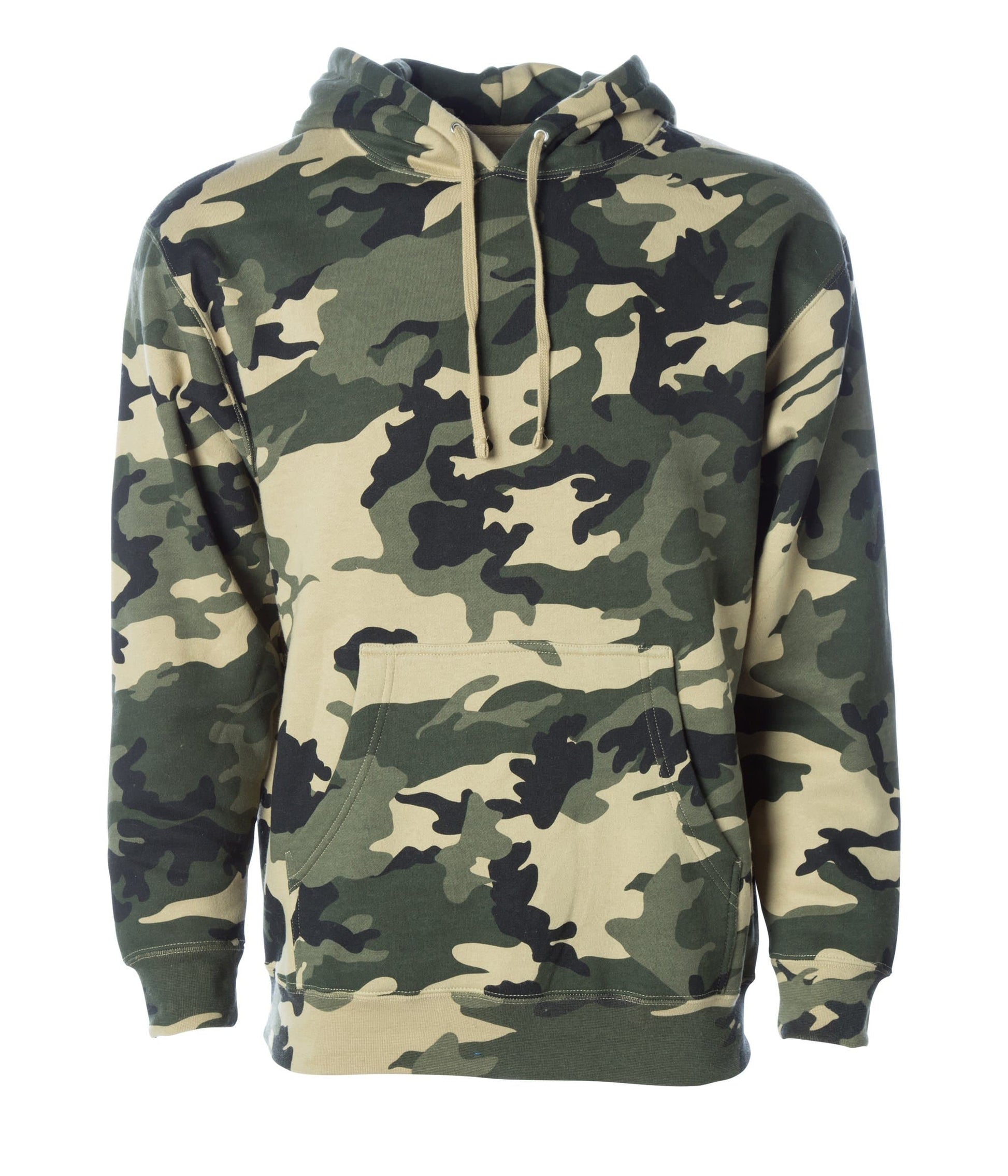 IND4000 - Men’s Heavyweight Hooded Pullover Sweatshirt - Army Camo / XS - HOODIES