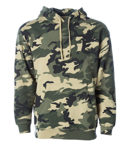 IND4000 - Men’s Heavyweight Hooded Pullover Sweatshirt - Army Camo / XS - HOODIES