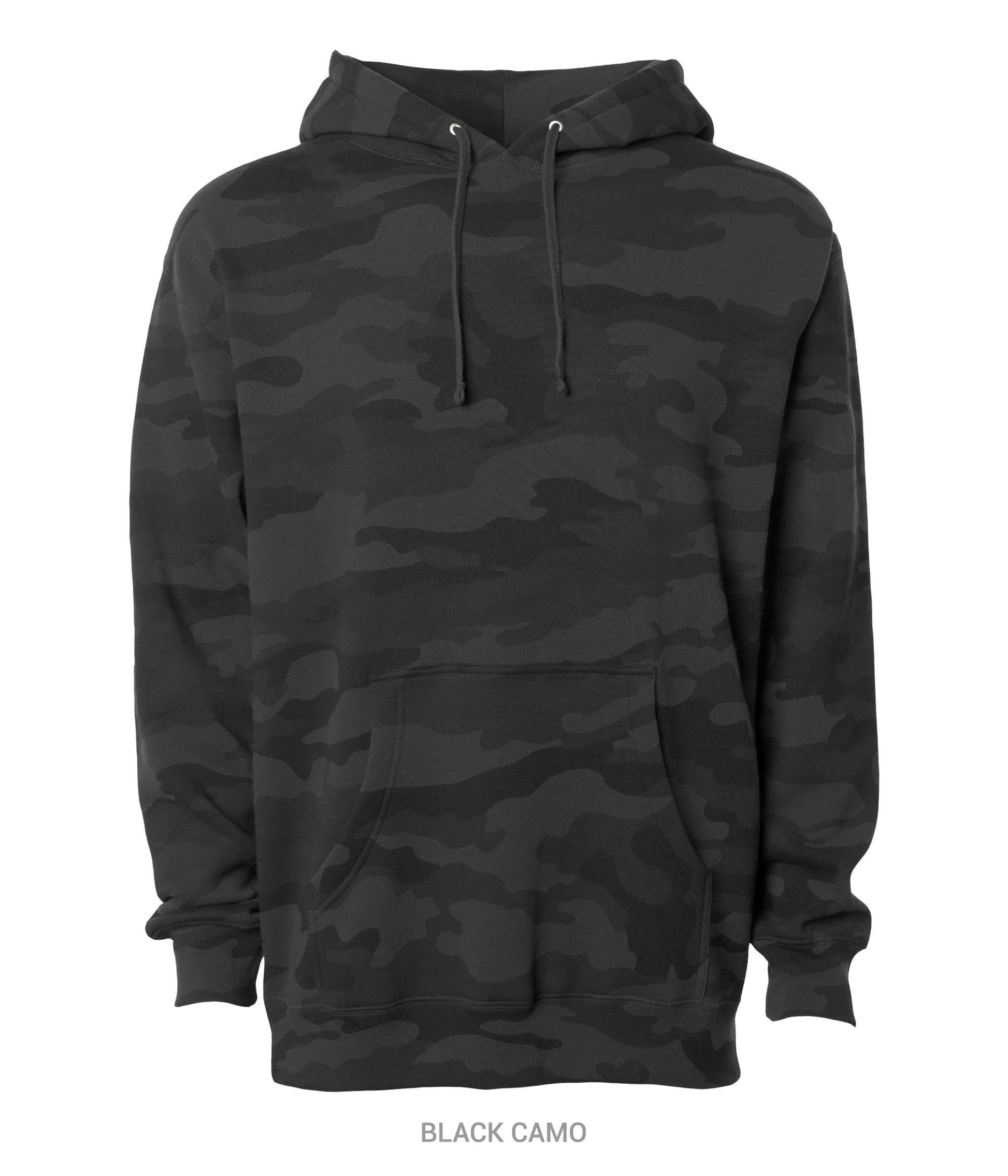 IND4000 - Men’s Heavyweight Hooded Pullover Sweatshirt - Black Camo / XS - HOODIES