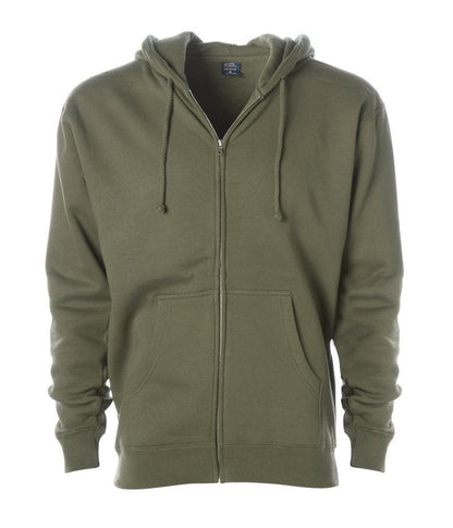 IND4000Z - Men’s Heavyweight Zip Hooded Sweatshirt - Army / XS - ZIPS