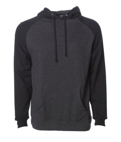 IND40RP - Raglan Hooded Pullover Sweatshirt - Charcoal Heather Black / XS - HOODIES