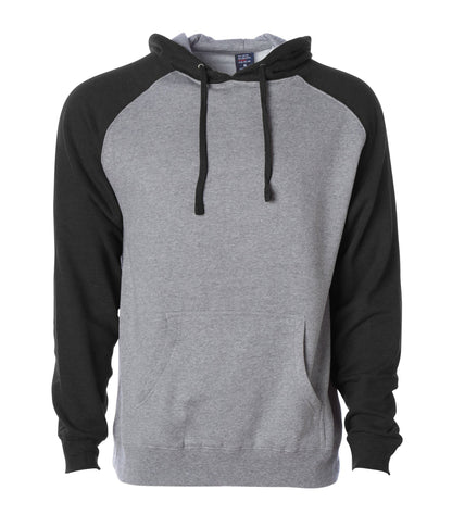 IND40RP - Raglan Hooded Pullover Sweatshirt - Gunmetal Heather Black / XS - HOODIES