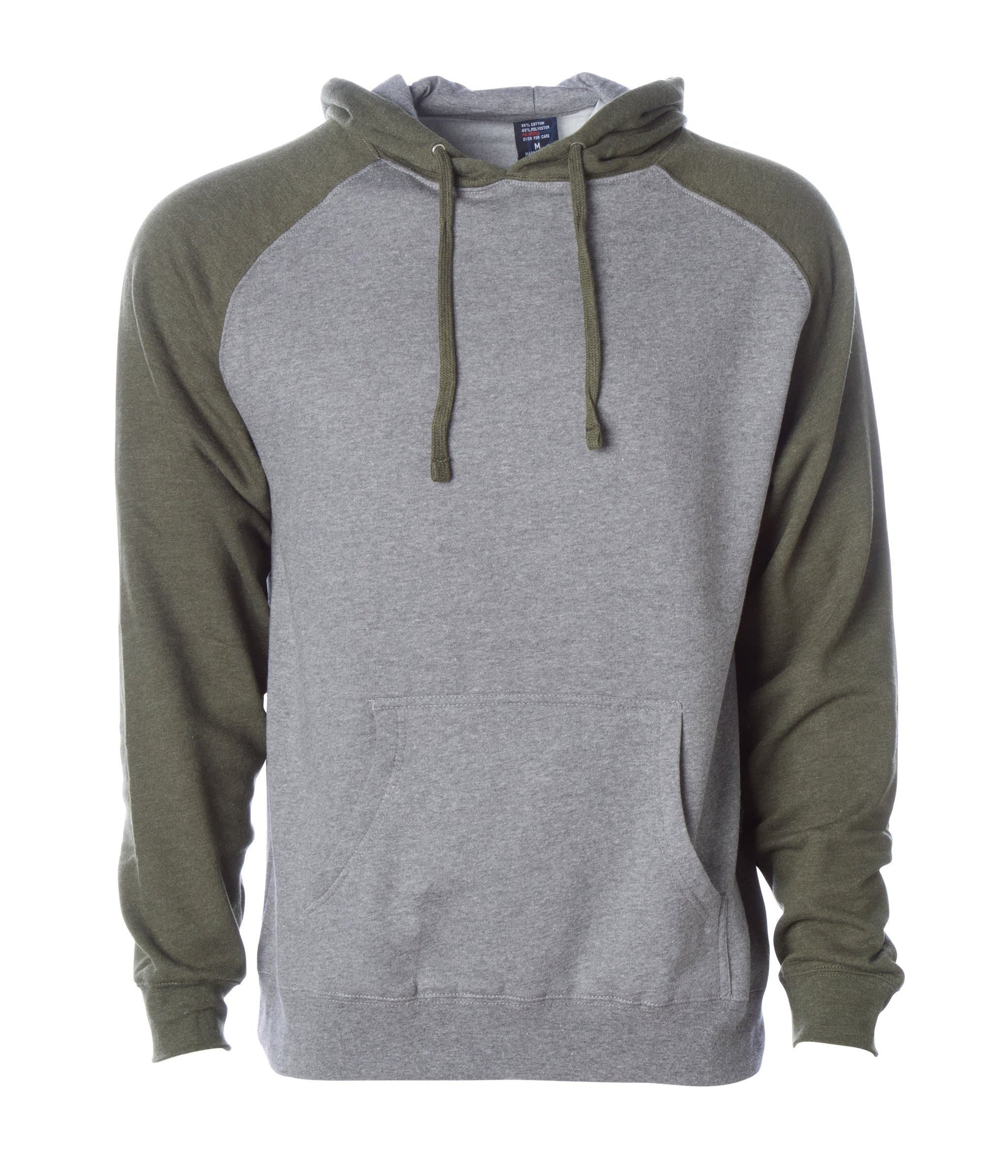 IND40RP - Raglan Hooded Pullover Sweatshirt - Gunmetal Heather Army / XS - HOODIES