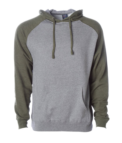 IND40RP - Raglan Hooded Pullover Sweatshirt - Gunmetal Heather Army / XS - HOODIES