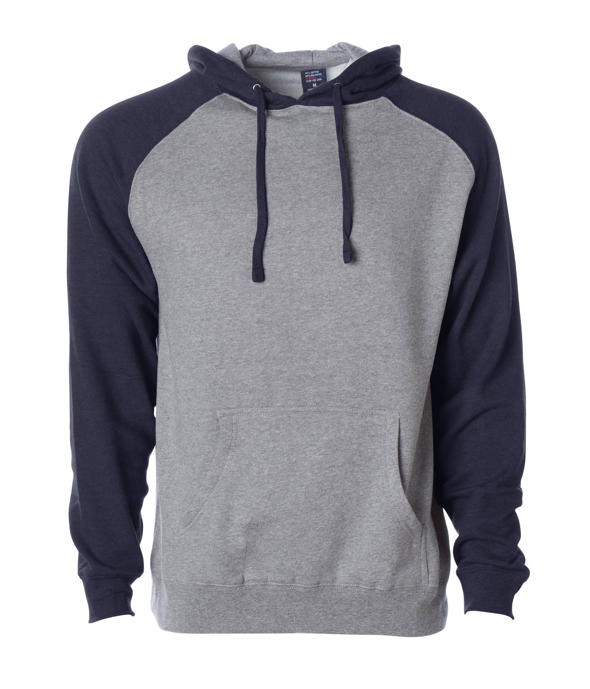 IND40RP - Raglan Hooded Pullover Sweatshirt - Gunmetal Heather Classic Navy / XS - HOODIES