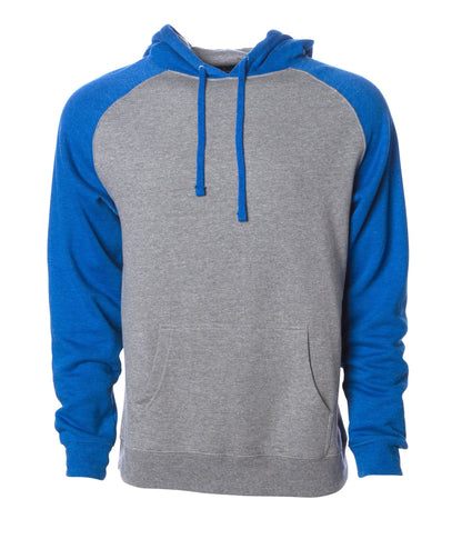 IND40RP - Raglan Hooded Pullover Sweatshirt - Gunmetal Heather Royal / XS - CLOSE