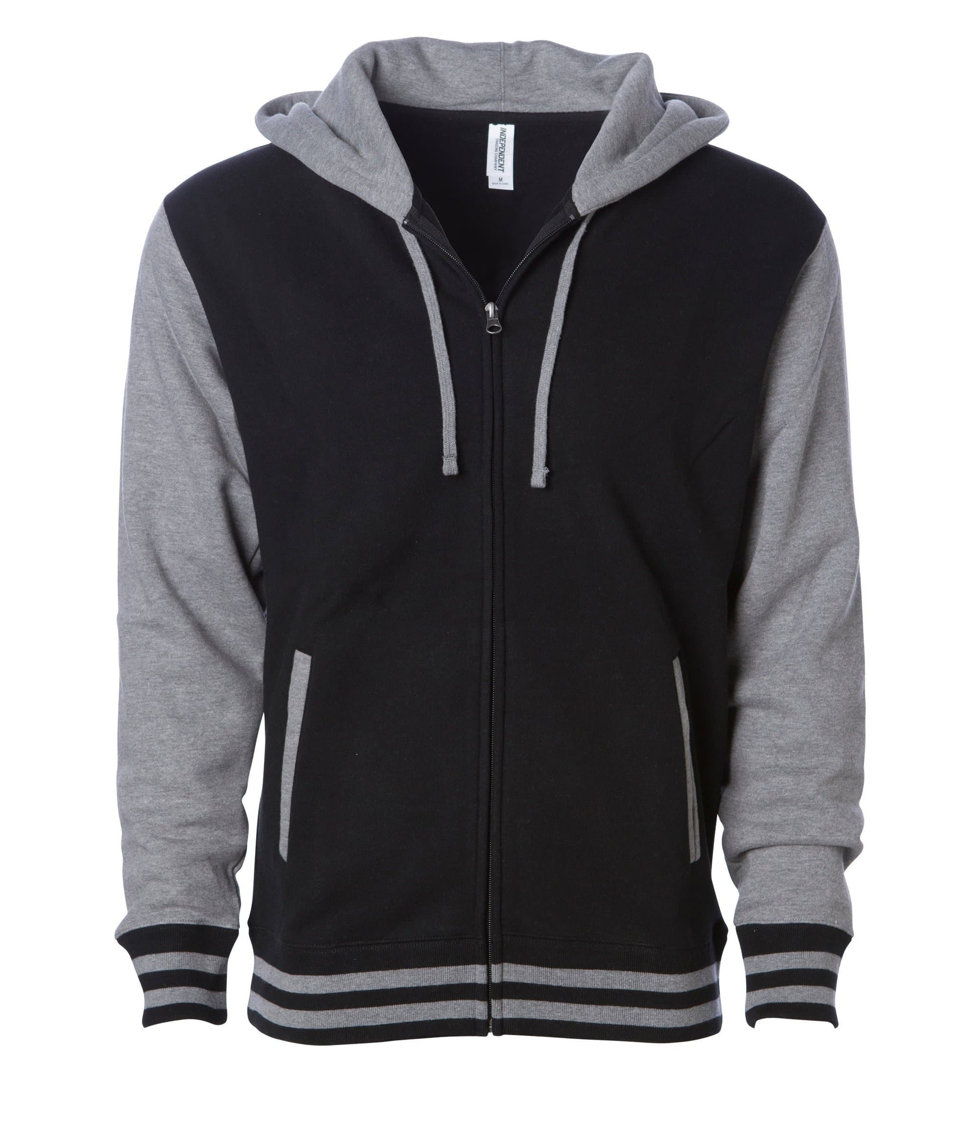 IND45UVZ - Unisex Heavyweight Varsity Zip Hood - Black Gunmetal Heather / XS - ZIPS