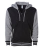 IND45UVZ - Unisex Heavyweight Varsity Zip Hood - Black Gunmetal Heather / XS - ZIPS