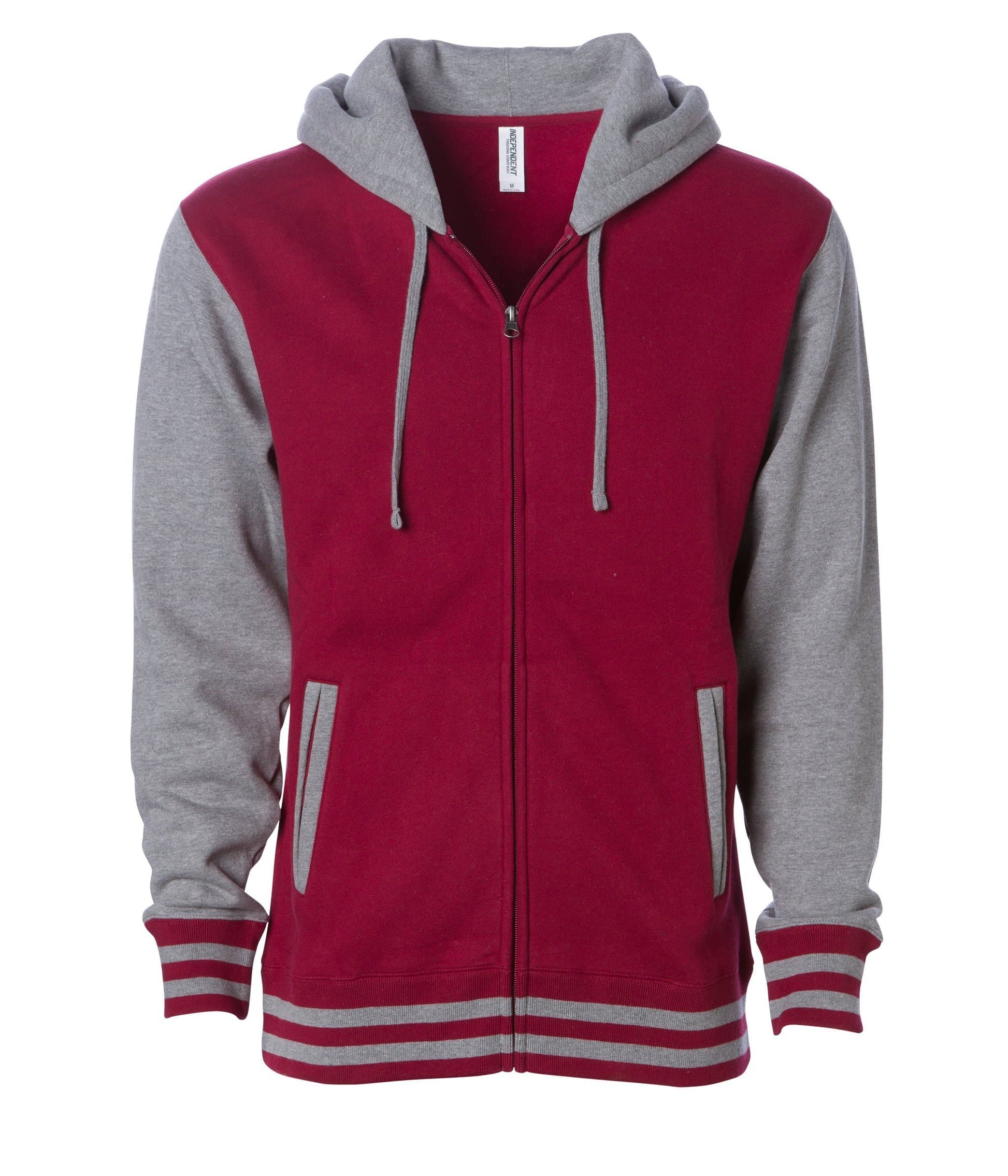 IND45UVZ - Unisex Heavyweight Varsity Zip Hood - Cardinal Gunmetal Heather / XS - ZIPS