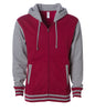 IND45UVZ - Unisex Heavyweight Varsity Zip Hood - Cardinal Gunmetal Heather / XS - ZIPS