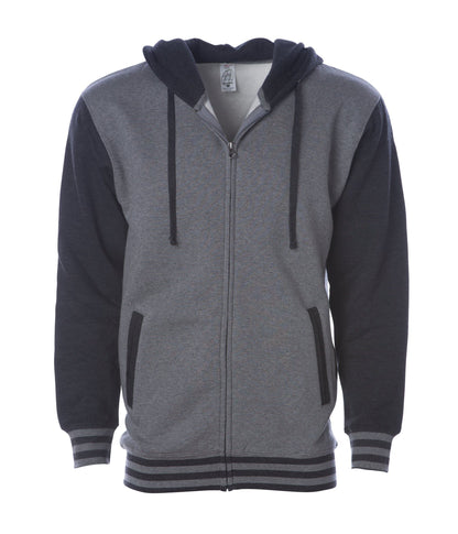 IND45UVZ - Unisex Heavyweight Varsity Zip Hood - Gunmetal Heather Charcoal / XS - ZIPS