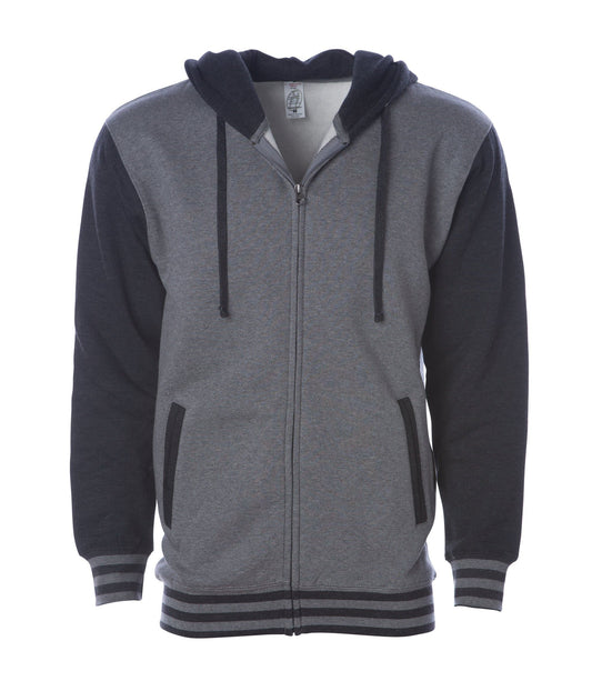 IND45UVZ - Unisex Heavyweight Varsity Zip Hood - Gunmetal Heather Charcoal / XS - ZIPS
